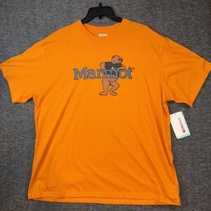 MARMOT Mountain Works Leaning MARTY Orange Pepper Graphic Tee T-Shirt Sz L NEW